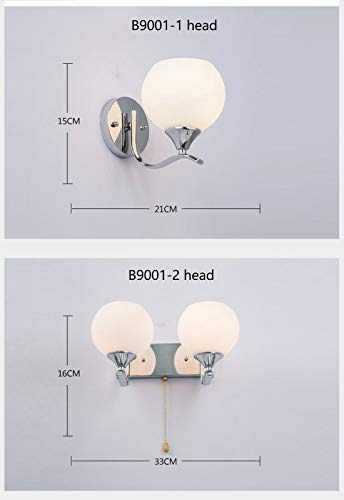 Lámpara de pared LED minimalista de vidrio con dos portalámparas de hogar 7