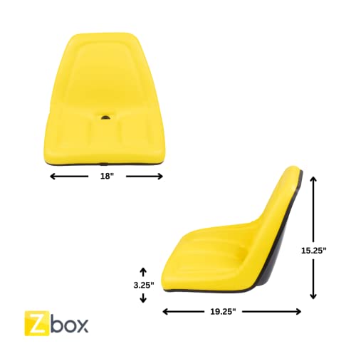 Zbox Seat Part # B1Tm333Yl - High Back Universal Lawn And Garden Mower Tractors Seat Michigan Style - Replacement And Compatible With Several John Deere Tractor & Riding Mower Seat (Black & Yellow) #TOP4