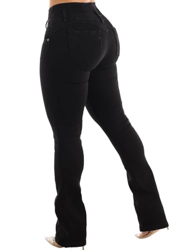 Image of Moda Xpress Women's Butt Lifting High Waisted Bootcut Jeans - Stretchy, Comfortable Flare Jeans in Junior Size Vintage Style