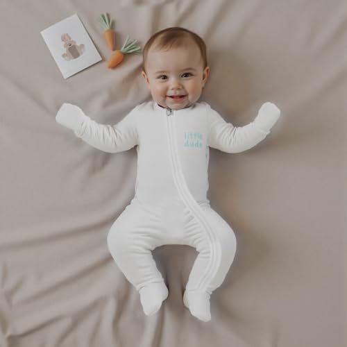 Gueuusu Newborn Boy Girl Clothes Footie Romper Letter Print Long Sleeve Jumpsuit Coming Home Outfit Neutral Baby Clothes4