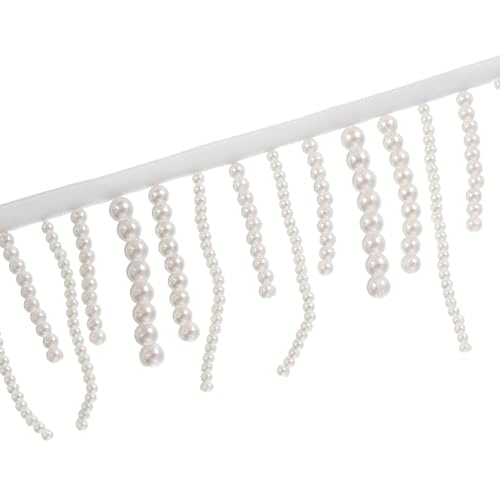 PATIKIL 2 Yard Long Pearl Fringe Beaded Lace Trim