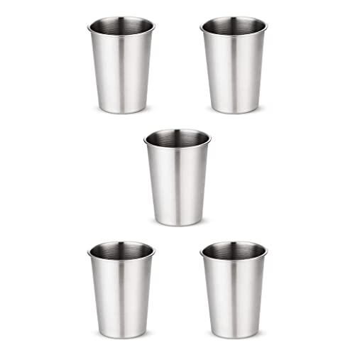 5 Conjuntos de Copo de Café Inox Água Chá Caneca de Cerveja Engrossar Bebidas Suporte Empilhável à P