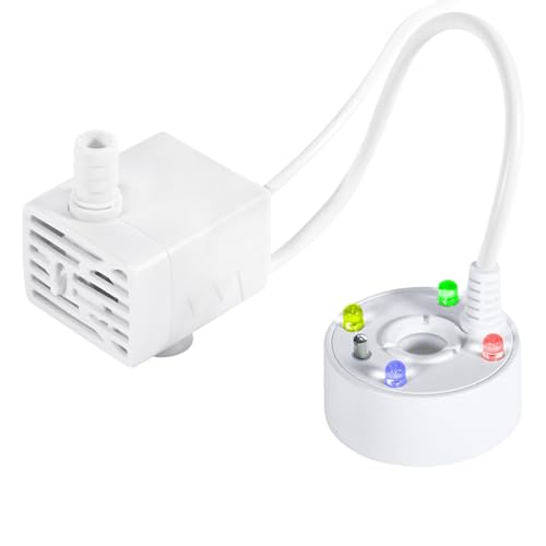 Generador de Niebla USB 5V - Atomizador con Bomba de Agua y Luces LED | Máquina de Humo para Acuario | Humidificador de Aire para Estanque, Decoración de Paisaje Fuente, Iluminación Colorida Pecera