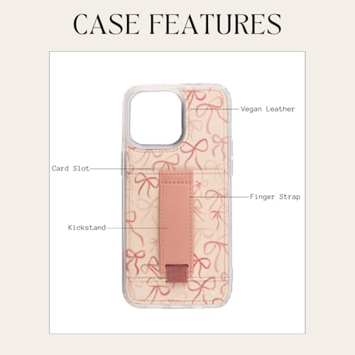 Walli Cases for iPhone 14 Pro Case Aesthetic Wallet Phone Case Card Holder, Securely Holds up to 2 Cards - Cute, Trendy Phone Cover for Women, fits iPhone 14 Pro, with Kickstand & Finger Strap