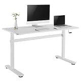 Ergo Office ER-401W Eleganckie Biurko z Regulacją Wysokości do 117 cm, Blat Stołu o Powierzchni 140x60 cm Koloru Białego, Ergonomiczny Stół z Obciążeniem do 40 kg, Regulowane Biurko na Monitor