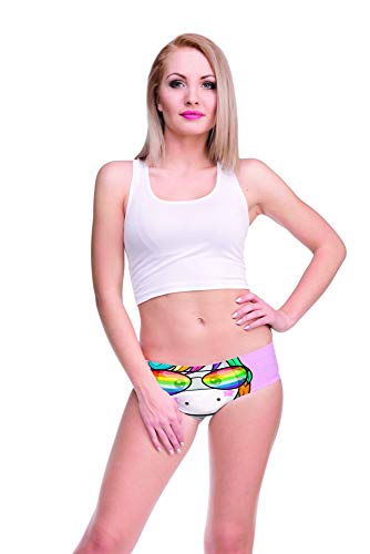 Babalet Women's 3D Funny Animal Look Underwears Sexy Naughty Briefs With Cute Ears,Unicorn Rainbow,S #TOP4