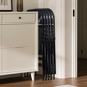 Miniatura 5 de Paquete de 4 sillas plegables negras, capacidad de 330 libras con cojín y respaldo acolchados, asiento comercial portátil resistente con marco de