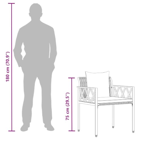 Juego de muebles de exterior de 3 piezas negro con mesa de acacia 5