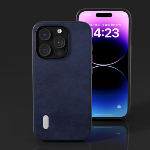 Funda iPhone 15 Pro Max azul HAZARA estuche de cuero ligero para el día a día 5