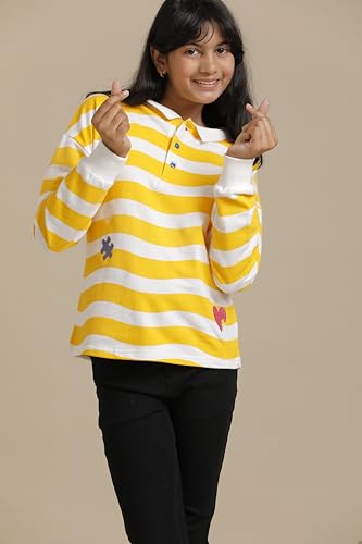 Image of Girls Cotton Tops Collection - Round Neck, Crop Top, Full & Half Sleeve, Drop Shoulder, Ruffle Sleeve, Graphic Printed, Embroidered & Slub Knit Styles, Soft Breathable Fabric for Kids Casual Wear