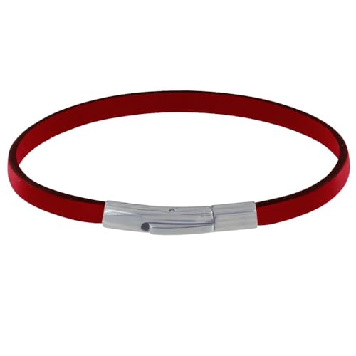 Bracelet cuir homme simple de 19cm Les Poulettes Bijoux au fermoir en acier