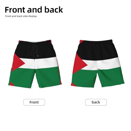 Flag of The State of Palestine Small Youth Beach Pants, Soft and Breathable, with Drawstring Waist, Suitable for Sports and Leisure. Black2