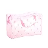 VEAREAR Neceser de viaje transparente con cremallera de PVC, resistente a la suciedad, plegable, color rosa