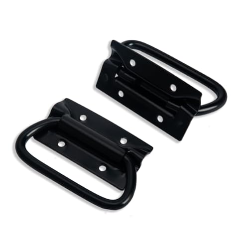 Eclare Heavy Duty Handle Surface Mount, Stainless Steel Handle for Toolbox, Box Toolbox Liftgate Cabinet, 4” (Pack of 2, Black)