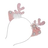 [FRCOLOR] シーシークリスマス パーティー用キラキラ鹿角カチューシャ キッズ大人兼用柔らかいピンク雪の結晶ヘアフープ 写真撮影や祝祭イベントに適した 素材