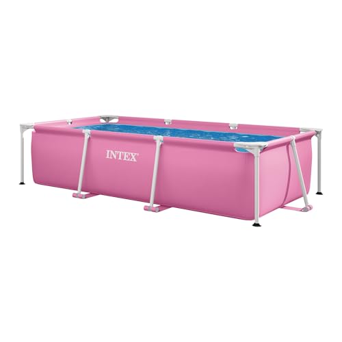 INTEX Rectangular Frame 8 ft 6 in x 5 ft 4 in x 26 in Above Ground Pool Swimming Pool with Steel Frame Pink - Pump Not Included