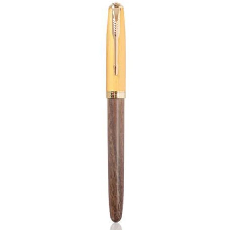 Stylo-plume de style classique en acier et bois noble avec plume artistique fine