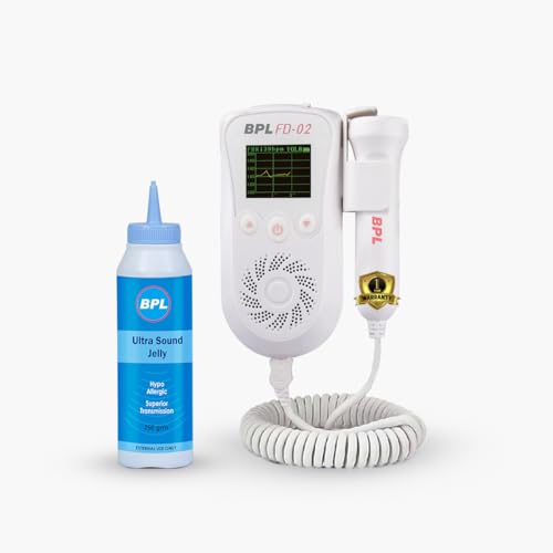 Image of BPL Medical Technologies FD-02 Fetal Doppler Smart Noise Reduction & Heartbeat Detection Machine with Ultrasound Gel|In-Built Speaker for Home and Clinic Use - White