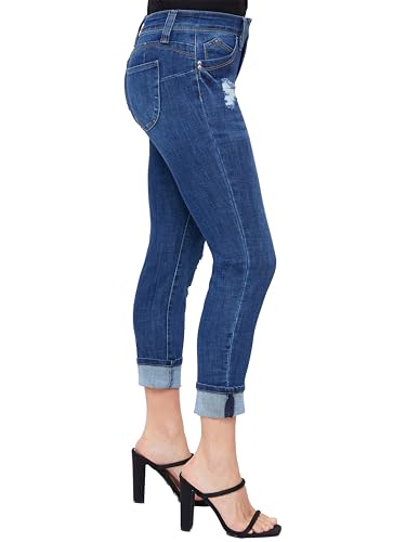 Royalty For Me Womens Women's Petite Wannabettabutt Mid Rise Mega Cuff Jeans2