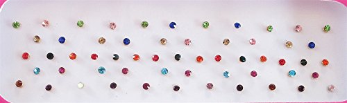 60 Colorful 2mm Crystals Eye Bindi Sticker Pack/ Bindis/ Self Adhesive/ Fake Nose Stud/ Stick On Studs