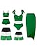 WIWIQS Family Matching Bathing Suits Fashion Ruffle High Waisted Swimsuits Two Piece Summer Tummy Control Swimwear Solid Green 5/6T
