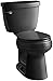 KOHLER K-3887-7 Cimarron Comfort Height Two-Piece Round-Front 1.28 GPF Toilet with AquaPiston Flush Technology and Left-Hand Trip Lever, Black Black