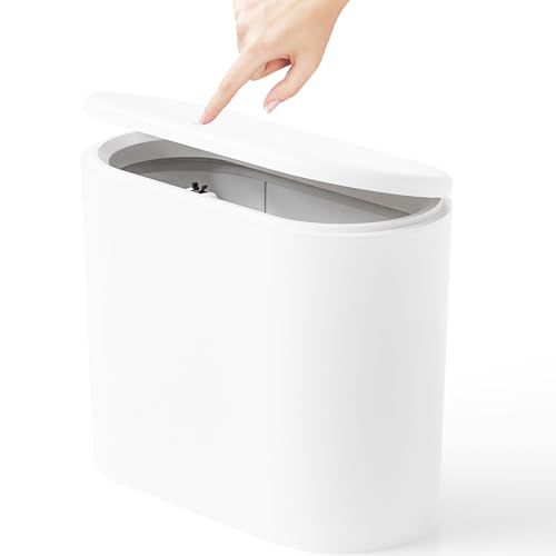 Yieach White 12L Pet/Dog Proof Bathroom Trash Can with Lid