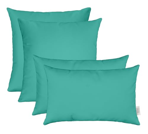 RSH DECOR Sunbrella Lumbar & Square Pillows Set of 4 | 20' x 12' & 17' x 17' | Water &...