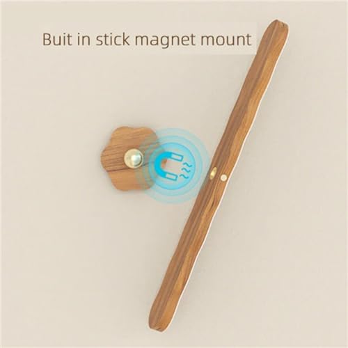 Lâmpada de parede com design de madeira maciça imitação de LED, rotação de 360°, bateria magnética,