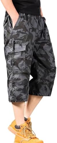 [MYMRIN] Men's 7/8 Length Cargo Shorts, Cotton, Plus Sizes, Summer, Autumn, Spring