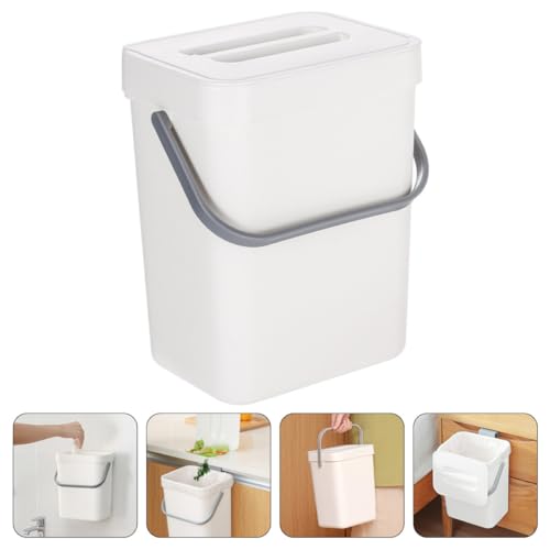 Caneca de basura de cocina colgante con tapa blanca miniatura 7