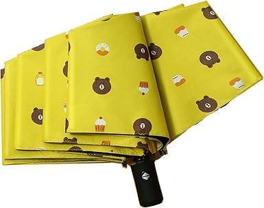 Bear Cartoon Print, 3-Fold Folding, Automatic Open and Close, Compact and Heavy Duty Umbrella, Black Coating Sunscreen Anti-UV Sunshade Umbrella.-image-45
