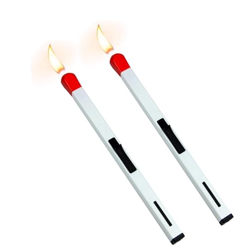 Lot de 2 briquets allumettes, compacts et Portables, Rechargeables, Taille de Flamme réglable, Briquet au Butane en Forme de Bougie, Cadeau d'anniversaire for Homme, Papa, Mari (Color : B)
