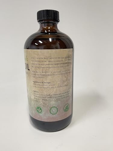 Jamaican Black Castor Oil, Organic Castor Oil Cold Pressed Unrefined Glass Bottle,Rich in Vitamin E, Omega Fatty Acids and Minerals for Hair & Skin, Bold Lashes & Brows, Nail Care 16OZ