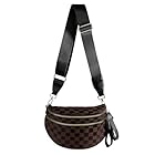 Spacious Checkered Nylon Crossbody Bag Bum Bag Checkered Handbags Wallets for Women (Khaki checkered -2)