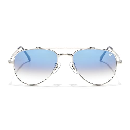 Image of Voyage Aviator Polarized Sunglasses for Men & Women (Black Lens | Grey Frame - MG7619)