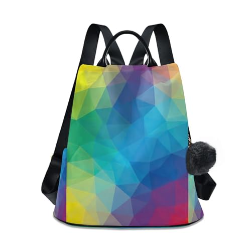 Sac à dos géométrique arc-en-ciel antivol avec poche arrière zippée