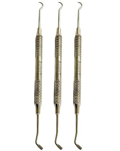3 Pack Double Ended Dental Scaler and Orthodontic Band Pusher Placer with Hollow Handle Lightweight Scaler - Stainless Steel