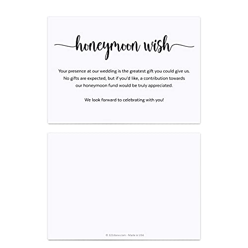 321Done Cartões de desejos de lua de mel (conjunto de 50) branco, 8,9 cm x 12,7 cm pequeno - sem ped