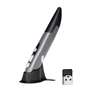 Lychee Wireless Pen Mouse, 2.4GHZ USB Wireless Optical Pen Mouse 500/1000 DPI Adjustable Handwriting Mini Mice for PC Laptop Notebook Computer Mac (Grey)