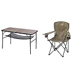 アイリスオーヤマ アウトドアテーブル フォールディング 幅120 折りたたみ式 テーブル 軽量 コンパクト収納 アウトドア キャンプ 高さ調節可 多機能 ギフト プレゼント & アウトドアチェア キャンプ用品 チェア コンパクト 収納 収縮タイプ 簡単組立 アウトドア カーキ【セット買い】