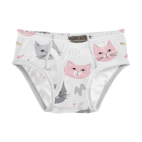 ODAWA Cute Cat Faces Underwear Briefs, Tag-Free Comfort 2T Boy Underwear