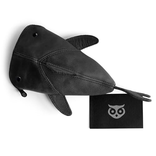 Image of Hide & Drink, Zippered Coin Pouch, Shark Shaped Case, Stuffed Animal, Bank, Change Bag, Pencil Purse, Shark Shaped Cable Holder, Full Grain Leather, Handmade Wallet, Charcoal Black