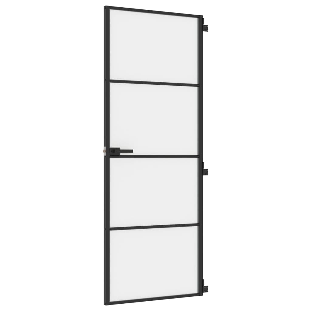Drzwi wewnętrzne Slim Black 76x201.5 cm szkło hartowane i aluminium materiały budowlane drzwi domowe