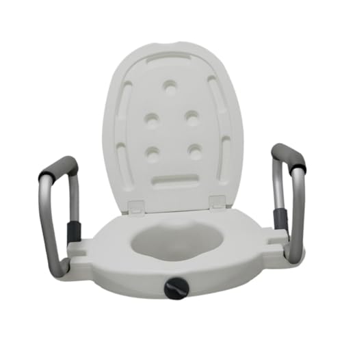 Zialofi アーム付きトイレシートライザー ブースターシートライザー 安定した高さのあるトイレシート 蓋付き バスルーム洗面所用トイレアタッチメント, 6CM