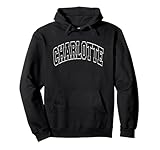 Charlotte Arched Black Text Pullover Hoodie