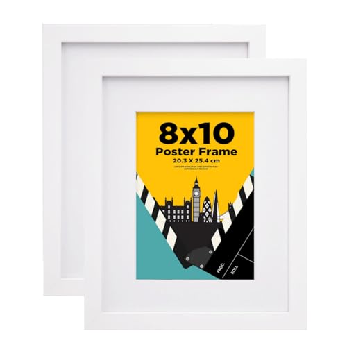 EGOFINE 10x8 Photo Frames Set of 2, Solid Wood Picture Frames for Tabletop and Wall Mounting, White