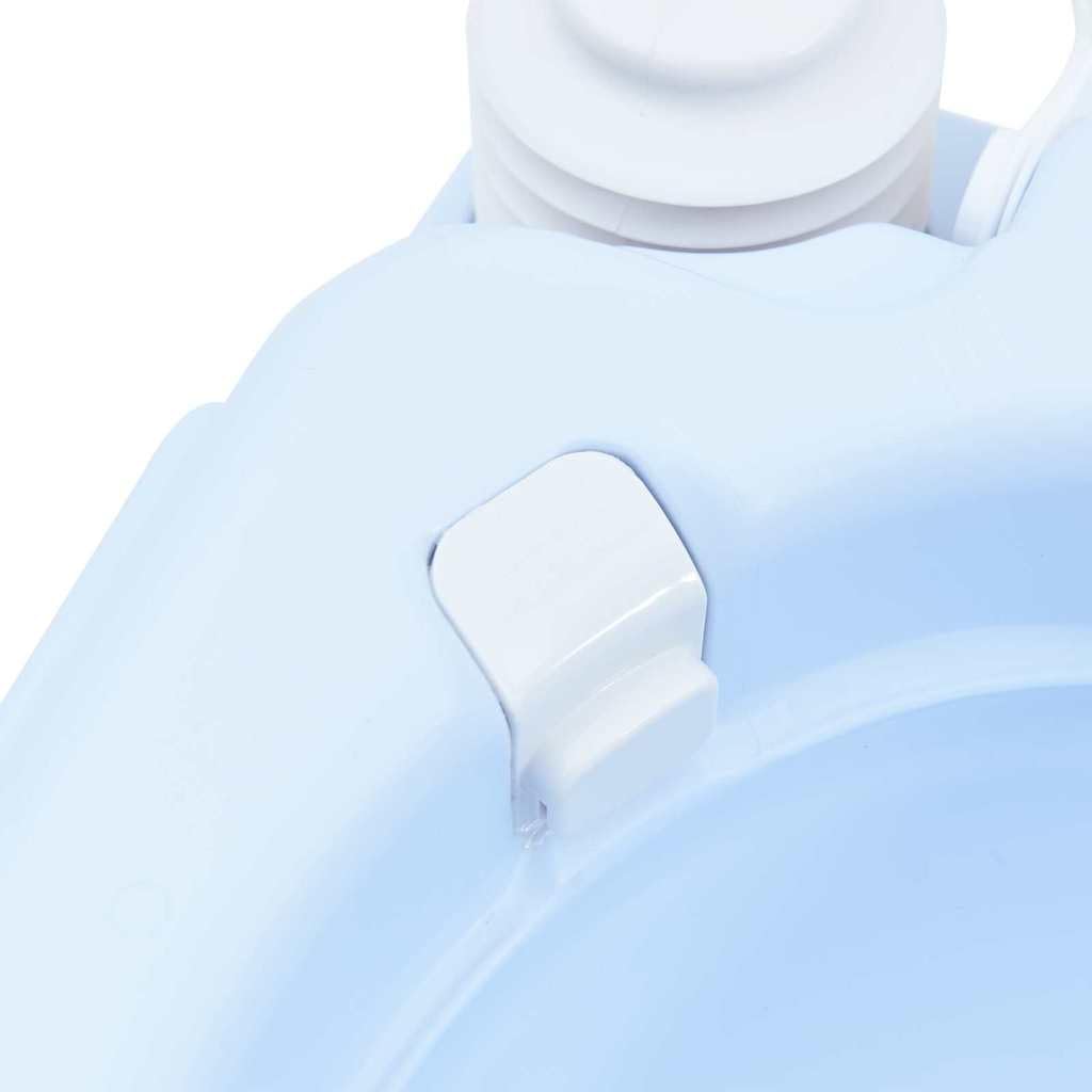 Tragbare Campingtoilette 20L - Camping WC mit Balgpumpe für Wohnwagen, Wohnmobil, Outdoor und Garten, Blau Weiß, 41,5 x 36,5 x 42 cm