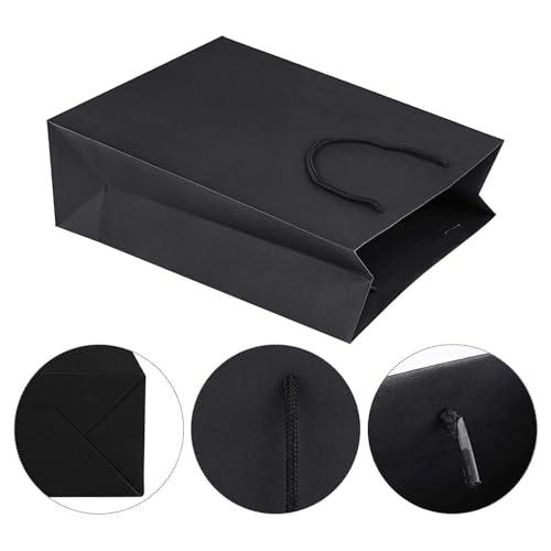 Image of Amit Marketing Black Paper Carry Bag I 250 GSM Kraft Matt Lamination Paper Bags with Braided Cotton Handle I for Return Gifts Carrying Packaging Shopping Grocery Parcel Take Out - L10xW4xH12 Inch (10 Pcs)