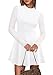 OFEEFAN Long Sleeve Whitie Dress for Women Teacher Outfits Cocktail Dresses Fall Winter Wedding Guest Clothing High Neck XS White